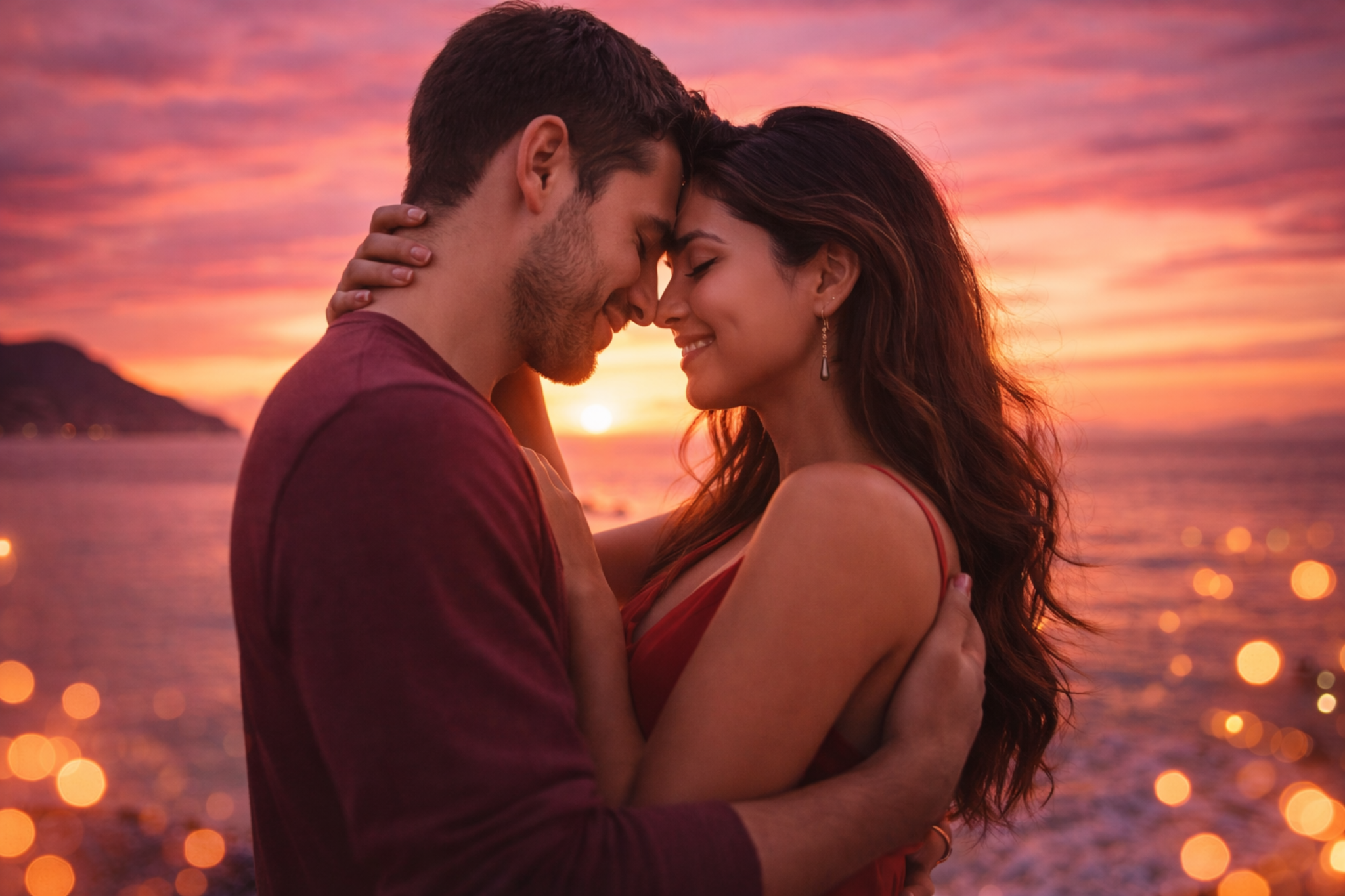 Casal apaixonado em uma paisagem bonita